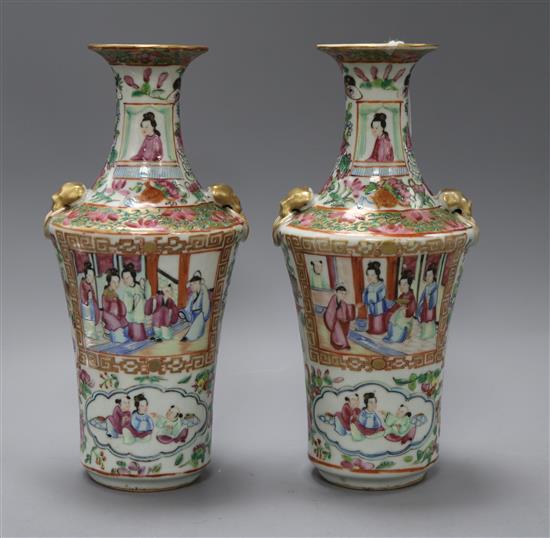 A pair of Chinese famille rose vases, 19th century height 24cm